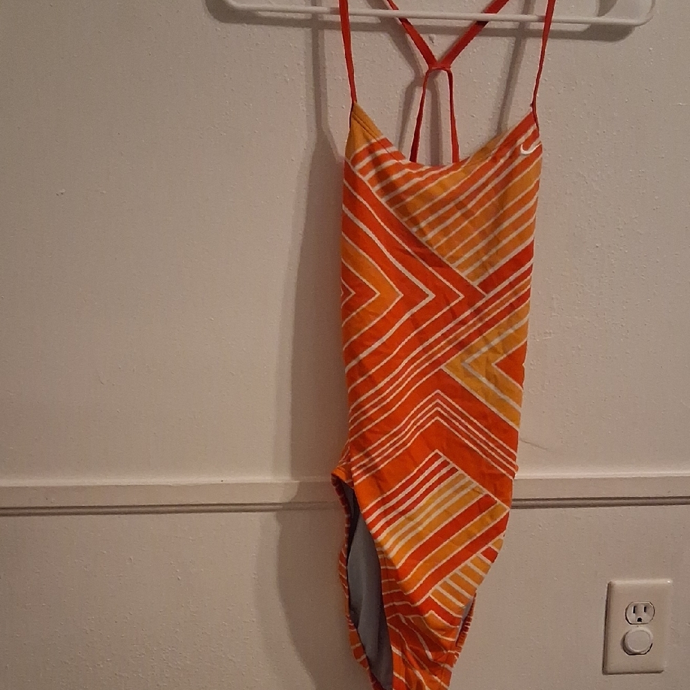 Orange and Yellow Striped Swimsuit